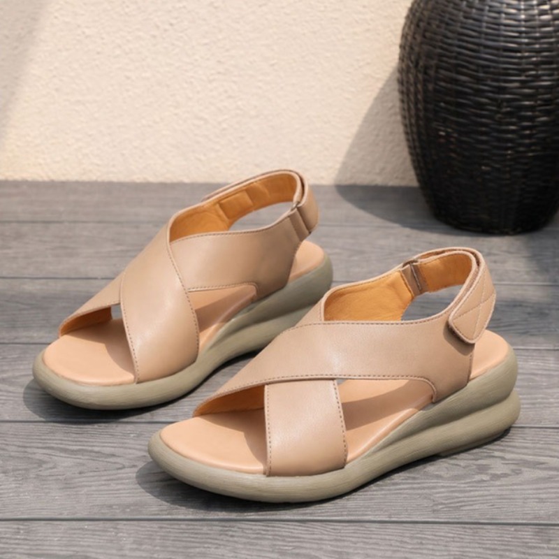 Leather Classic Strap - Sandales compensées classiques de luxe en