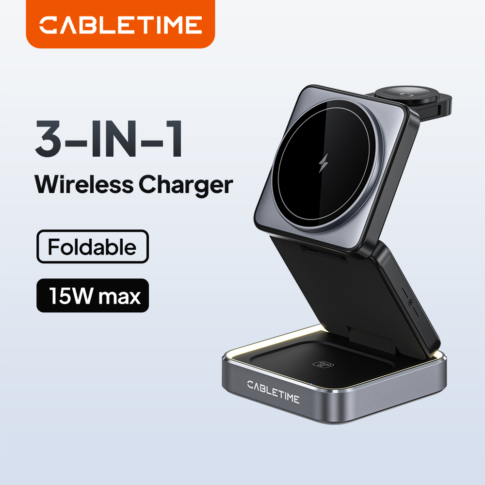 Wireless Charger Watch - CABLETIME Chargeur sans fil magnétique pliable