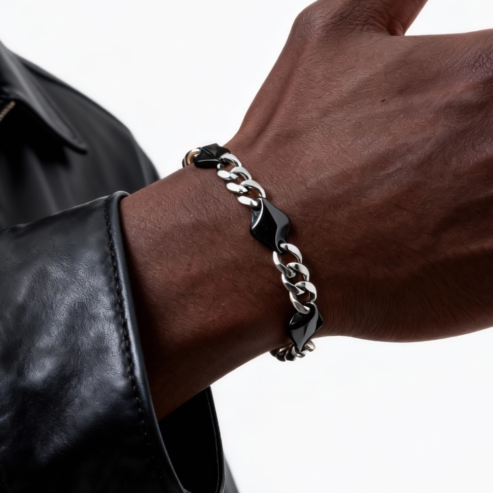 Bracelet chaîne Punk en acier  - Ceramic Link Bracelet avis et prix