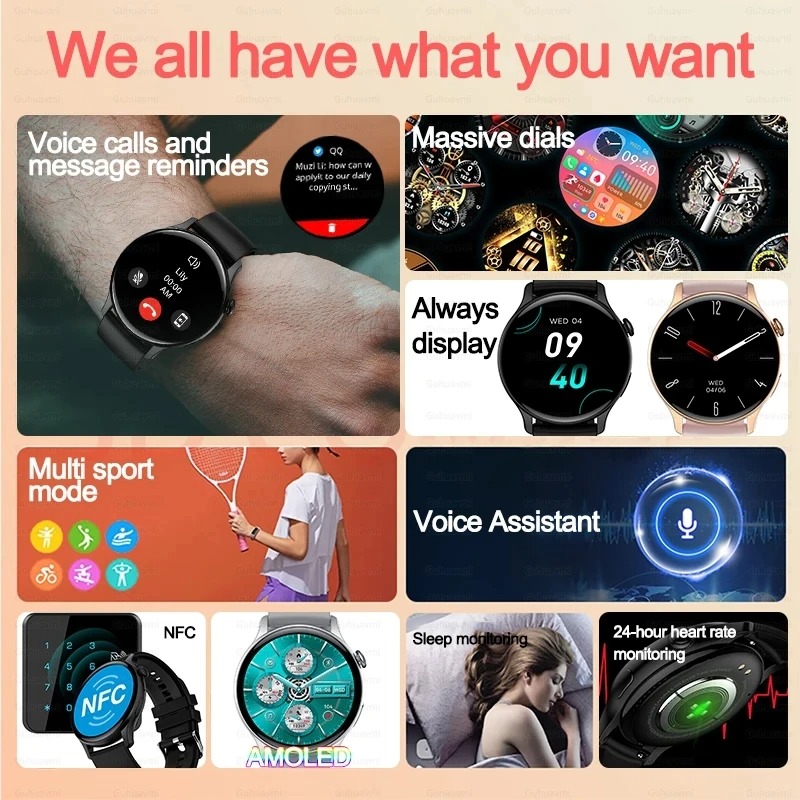 Femmes Smartwatch NFC AMOLED é - Smartwatch Custom avis et prix